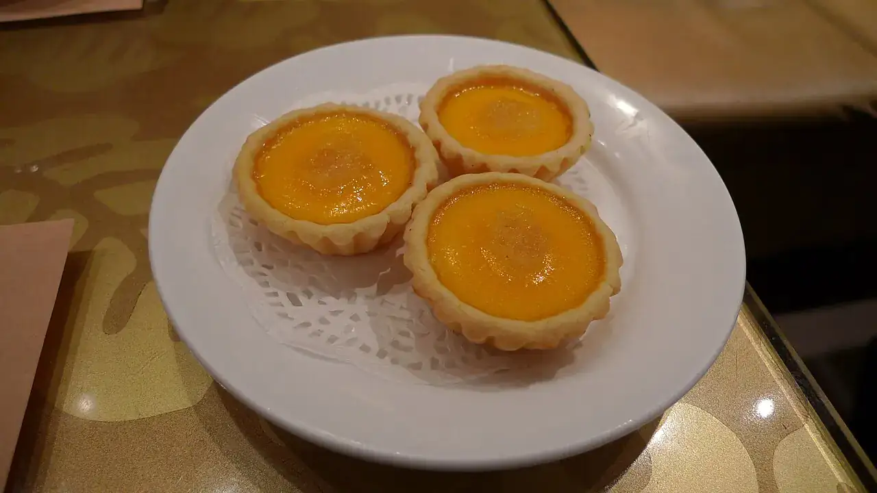 Egg tarts on a plate